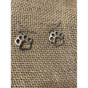 silver tone Open work animal Print cat dog paw